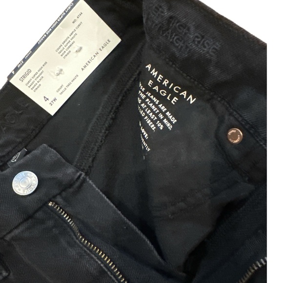 American Eagle Outfitters Black Super Curvy High Rise Baggy Jeans 4 Short 27W - Picture 1 of 5